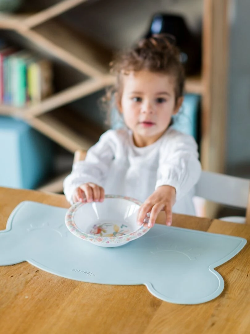 Set de table en forme d’ours en silicone   Bleu gris