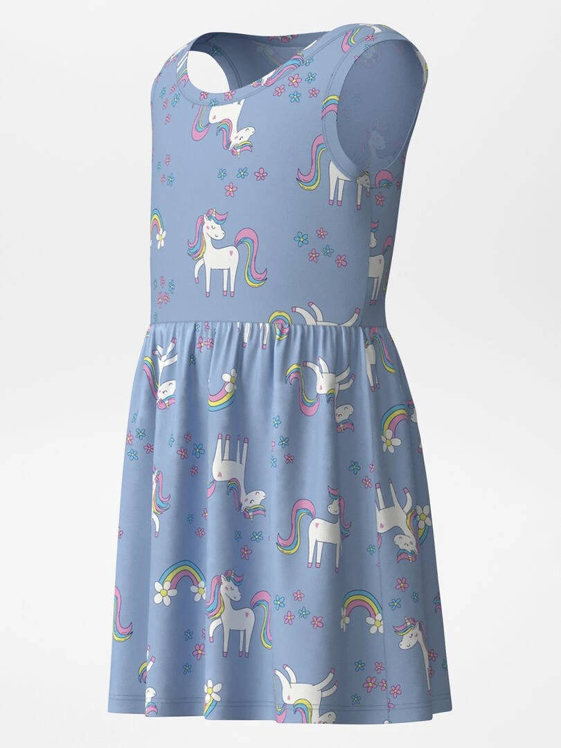 Robe évasée imprimée   Bleu