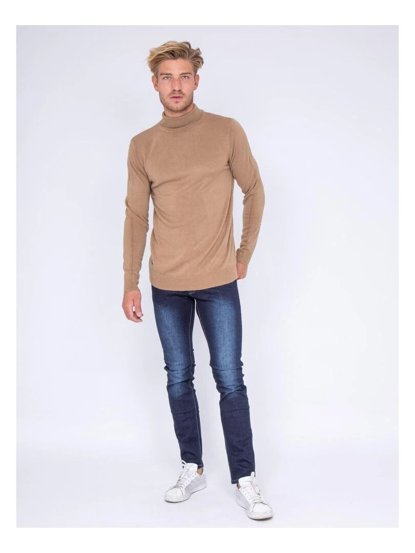 Pull col roulé aspect cachemire LOVOU   Marron
