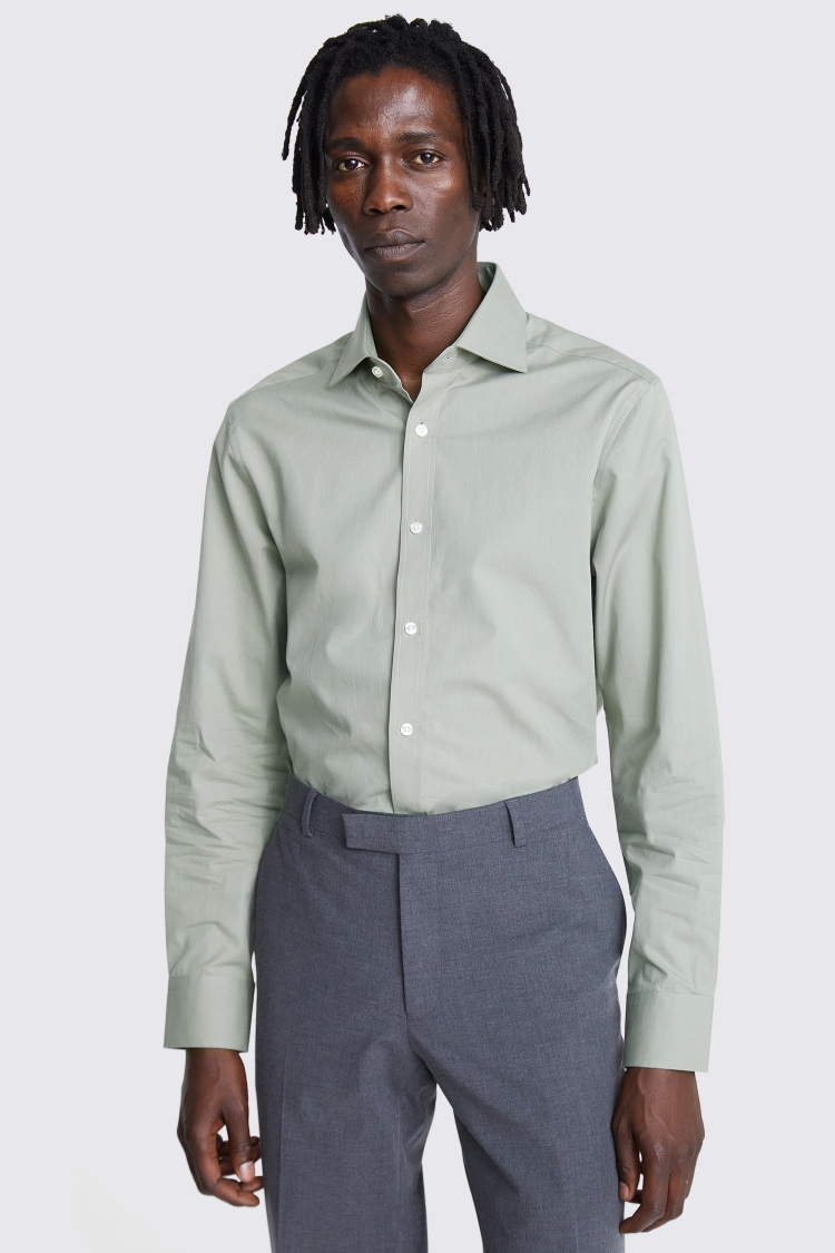Tailored Fit Sage Poplin Shirt Buy Online at Moss