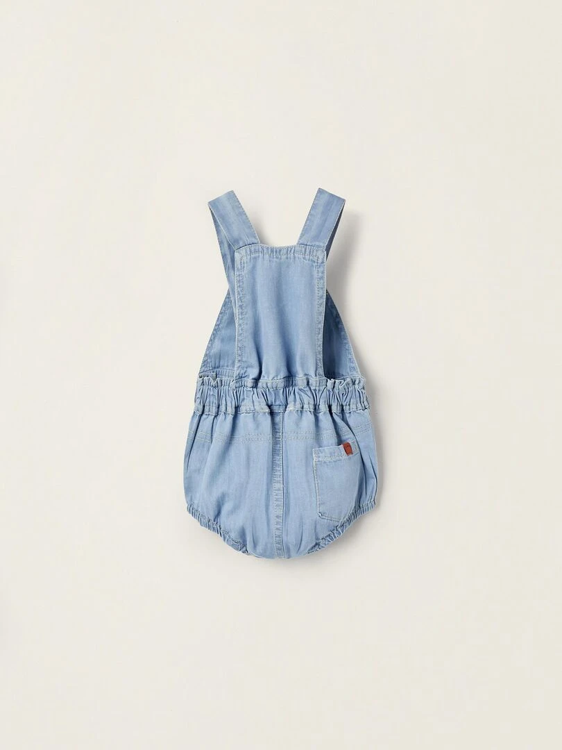 Salopette Courte En Jean En Coton Pour Nouveau Né manches longues NATURE TAKEOVER Bleu clair