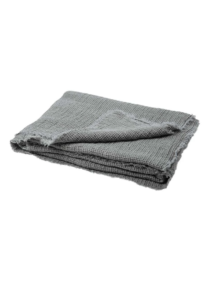 Plaid authentique en 100% lin Gris clair