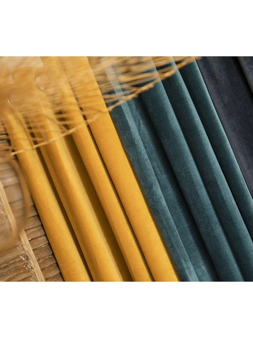 Rideau en velours 'Deko&co'   Bleu céladon