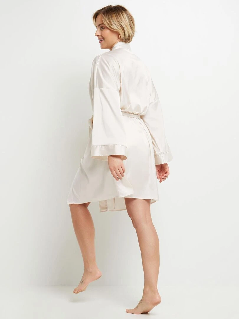 Kimono satin Chimene RougeGorge Lingerie Blanc