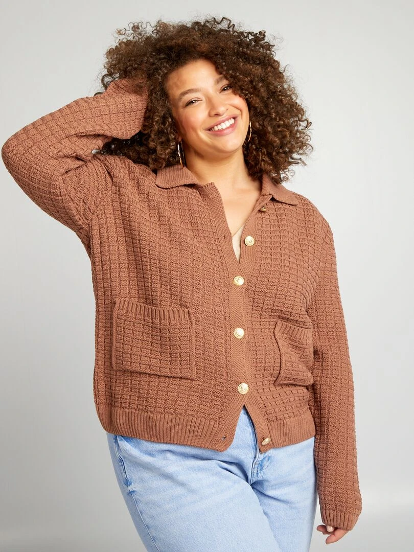 Gilet col polo   Marron