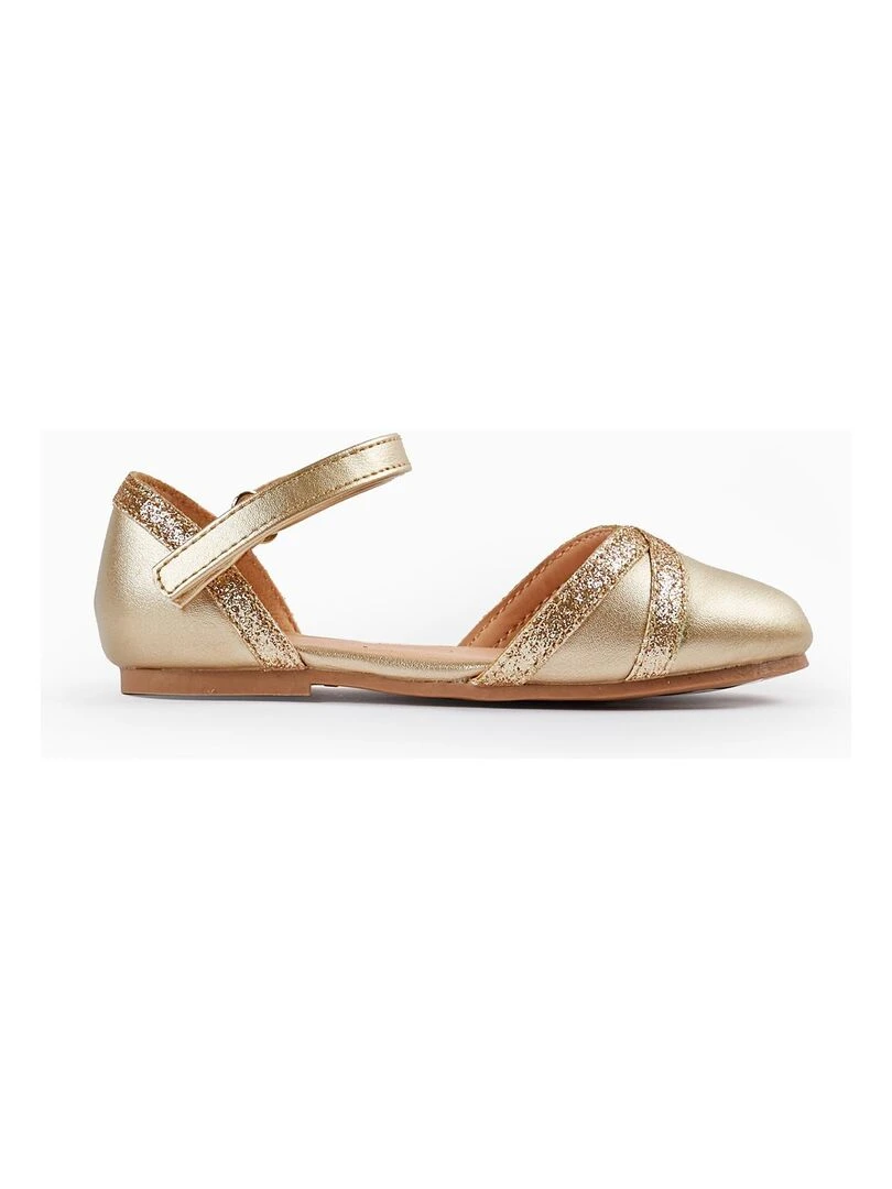 Ballerines à Paillettes pour Bébé Fille CÉRÉMONIE Or rose