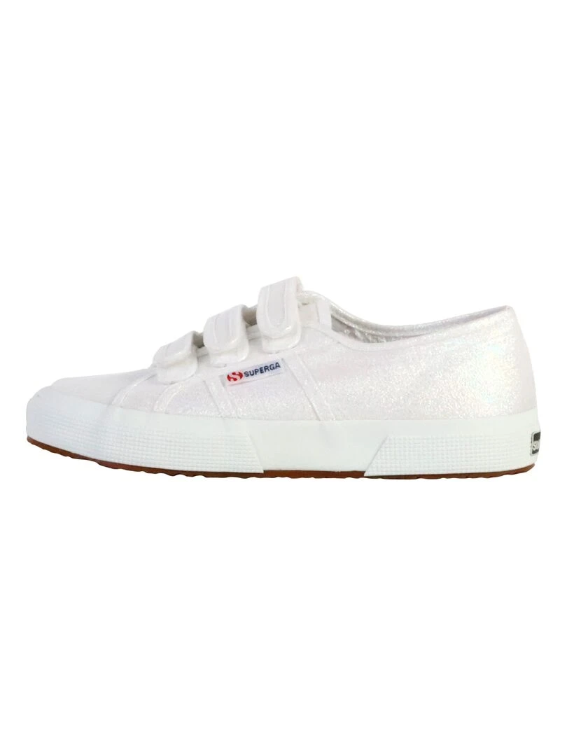 Basket Basse à Scratch Superga Straps Lame Blanc