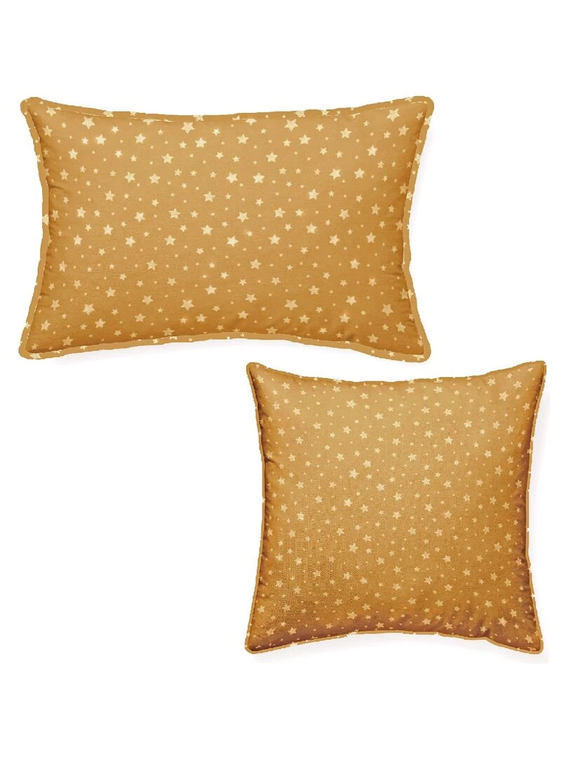 Lot de 2 Coussins décoration imprimé 'STELLA' 'TODAY' Jaune