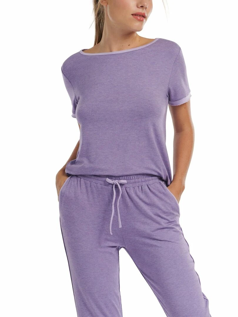 Haut pyjama t shirt manches courtes Laura   Violet