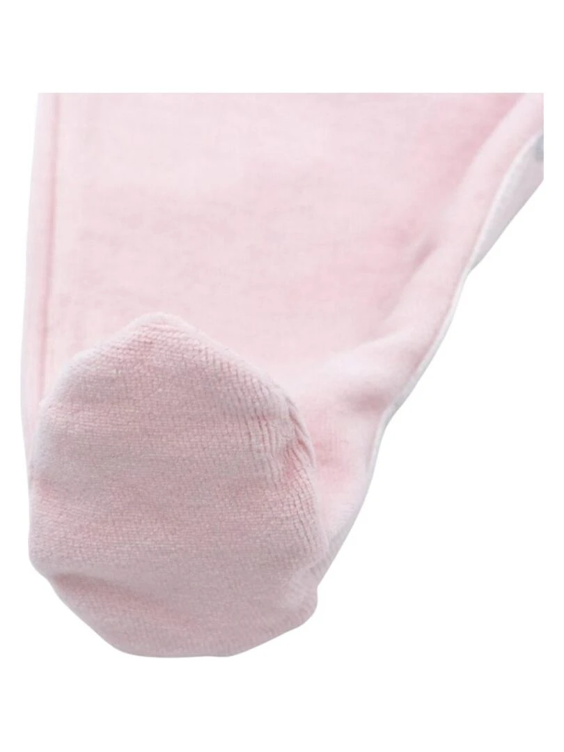 Pyjama velours   100% coton biologique   1 à 6 mois   Rose clair