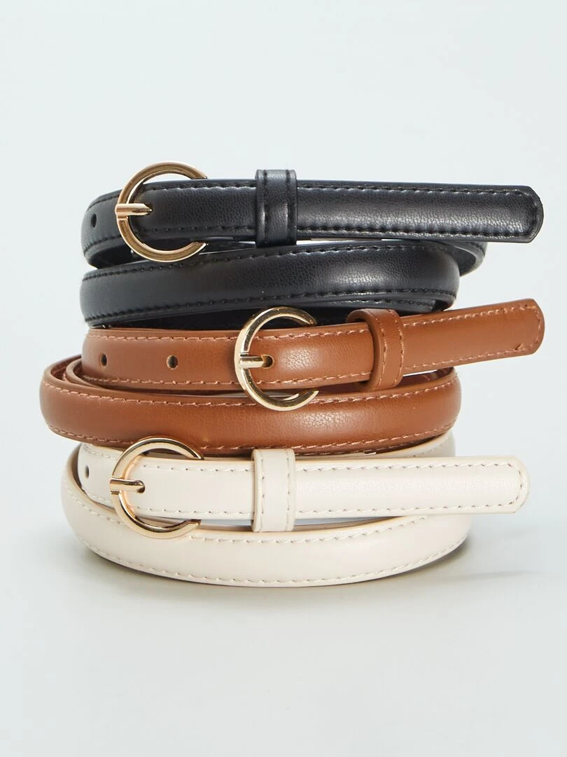 Lot de 3 fines ceintures unies Marron