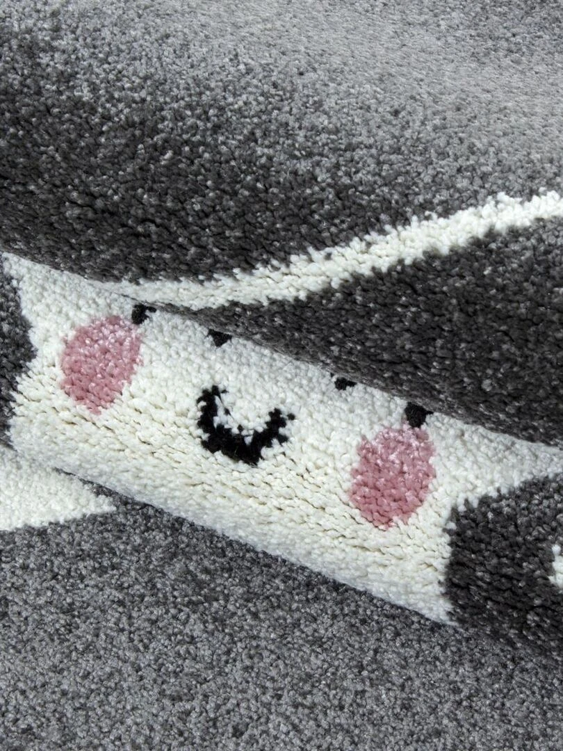 Tapis enfant KID'S STARS en polypropylène doux et soyeux OEKO TEX®   Gris