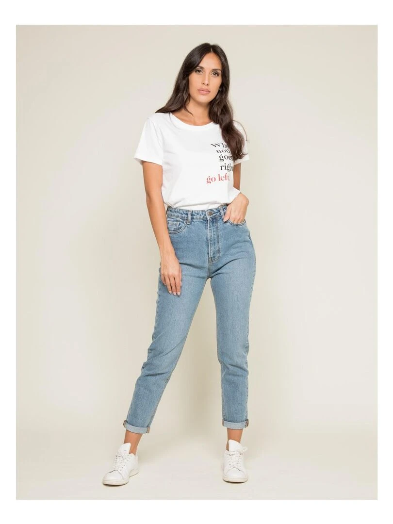 Jean mom slim EDONIS   Bleu clair