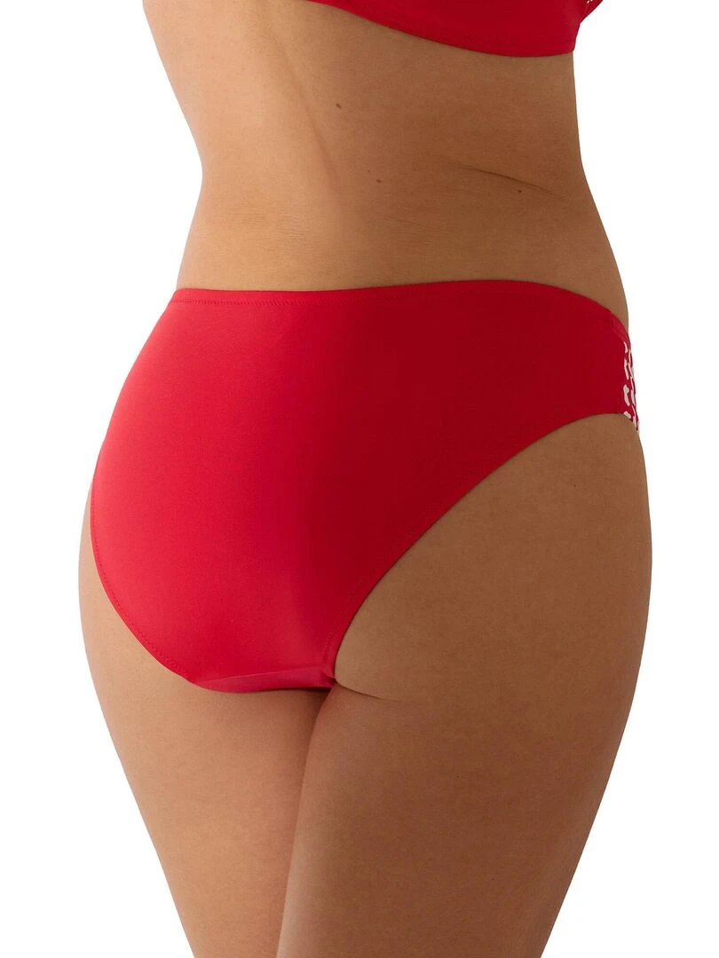 Bas maillot slip de bain taille haute Quito Rouge