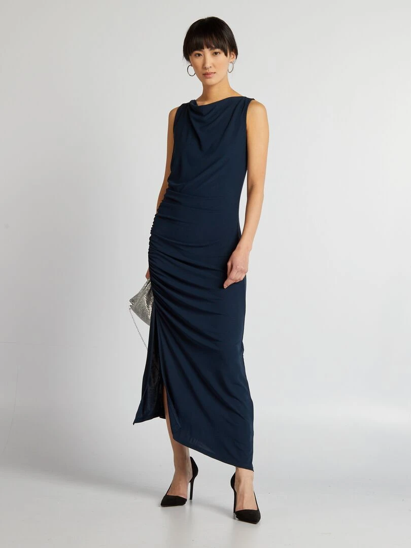 Robe drapée à col bénitier Marine