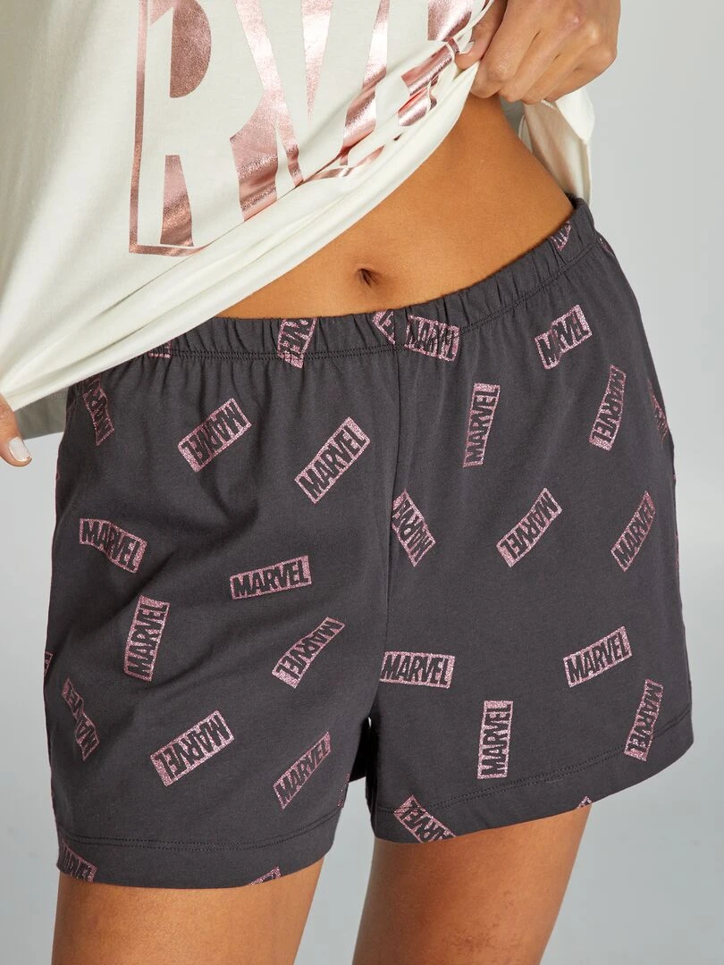 Pyjama short 'Marvel'   2 pièces   Blanc/noir