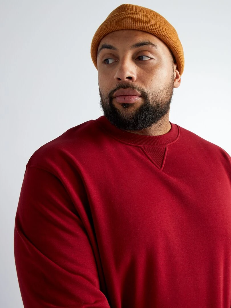 Sweat à col rond en molleton   Rouge