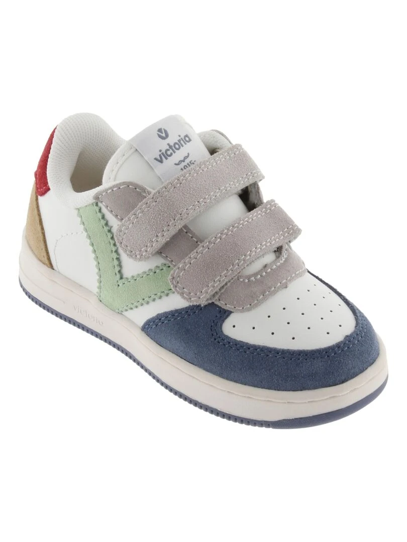 Basket Cuir Enfant Victoria   Bleu