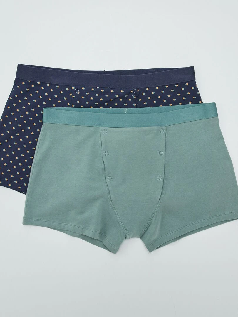 Lot de 2 boxers avec ouverture à pressions So Easy Bleu/vert