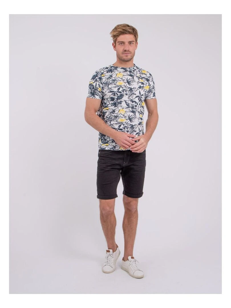 T shirt col rond pur coton NAKIWI   Jaune