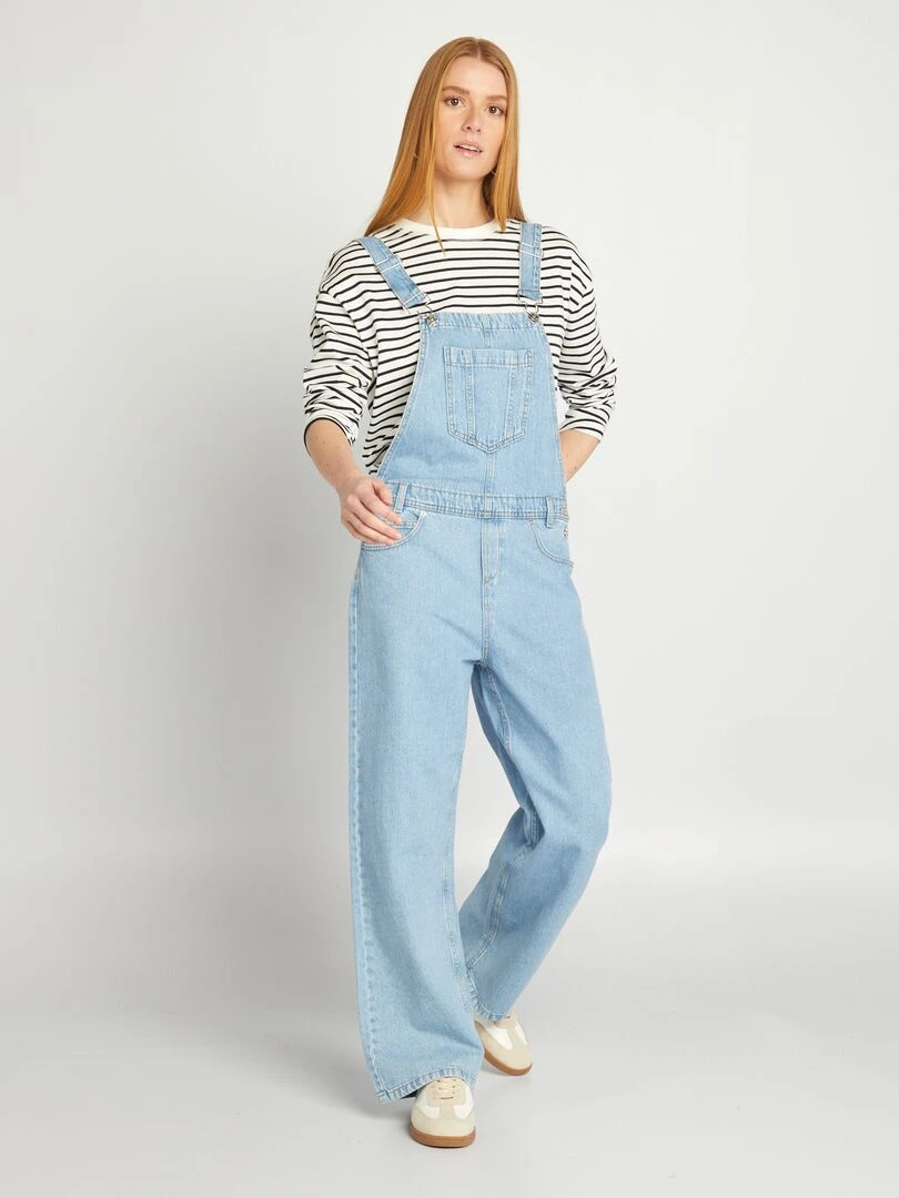 Salopette large en jean Bleu