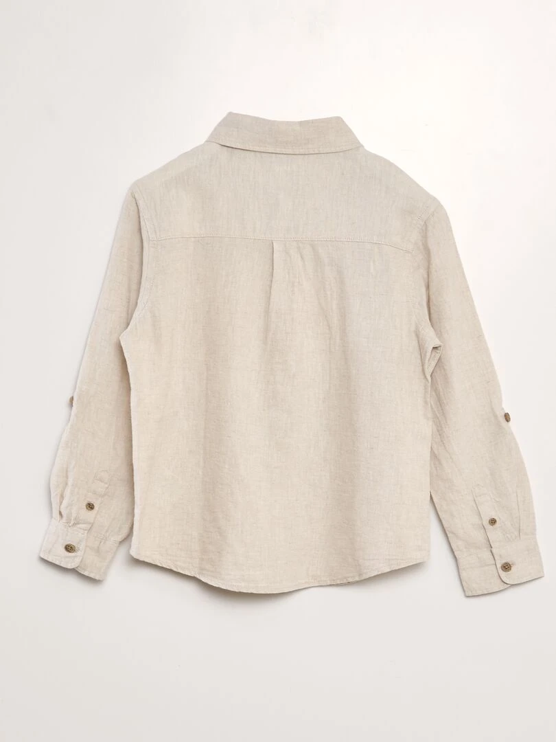Chemise avec retroussables Beige