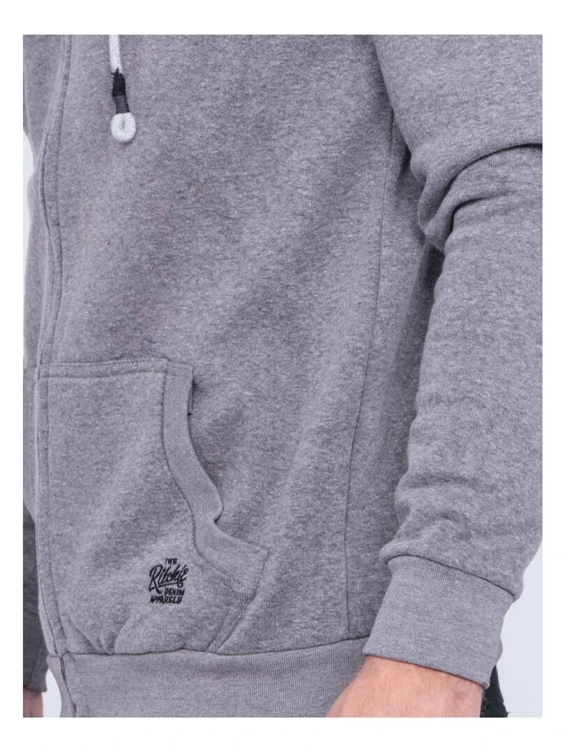 Sweat zippé capuche WAMIN   Gris
