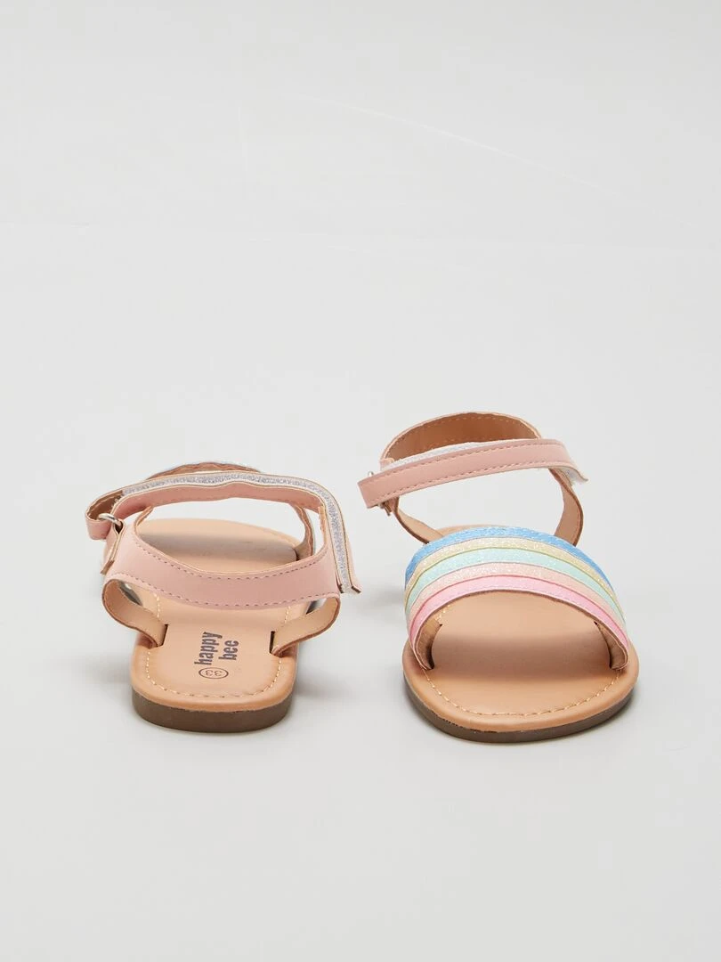 Sandales à bride arc en ciel   Rose
