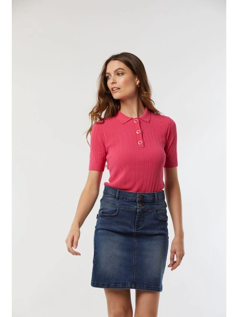 Lee Cooper   Polo manches courtes viscose slim CAISSY   Rose fushia