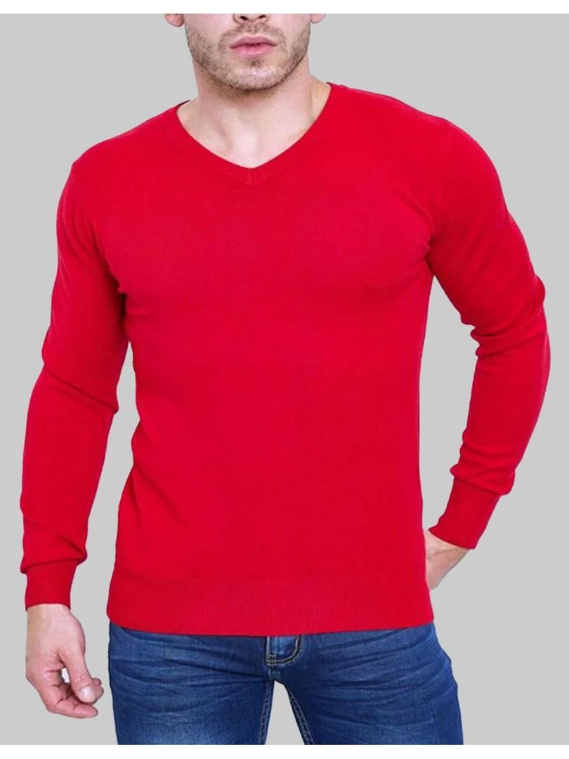 Pull manches longues col V Kebello Rouge