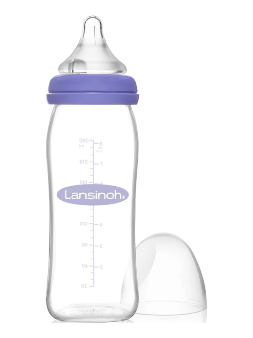 Biberon en verre Natural Wave spécial allaitement (240 ml) Violet