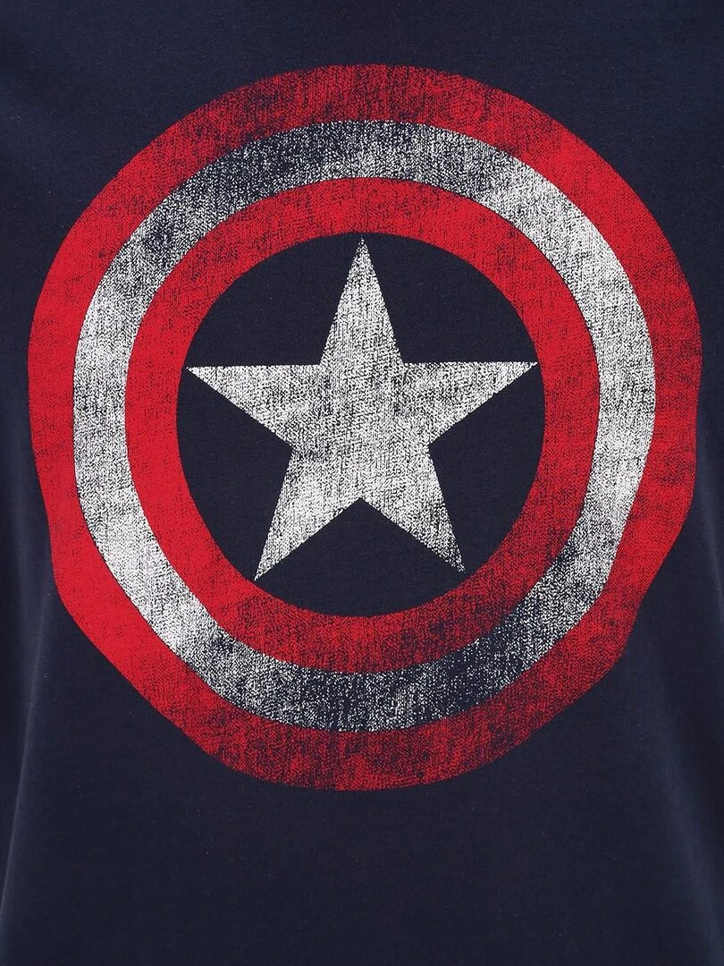 T shirt adulte Captain America bouclier Marvel   100% Coton   Bleu marine   M   Bleu marine