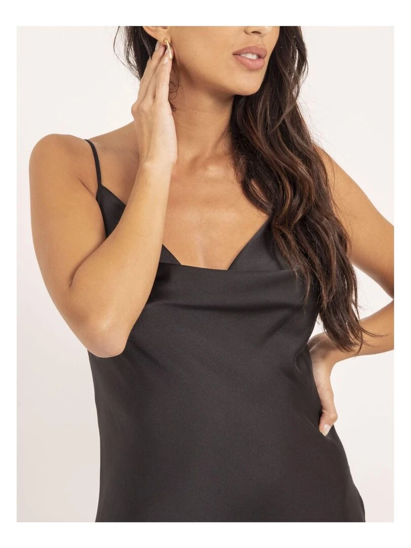 Robe longue satin ISAURIE   Noir