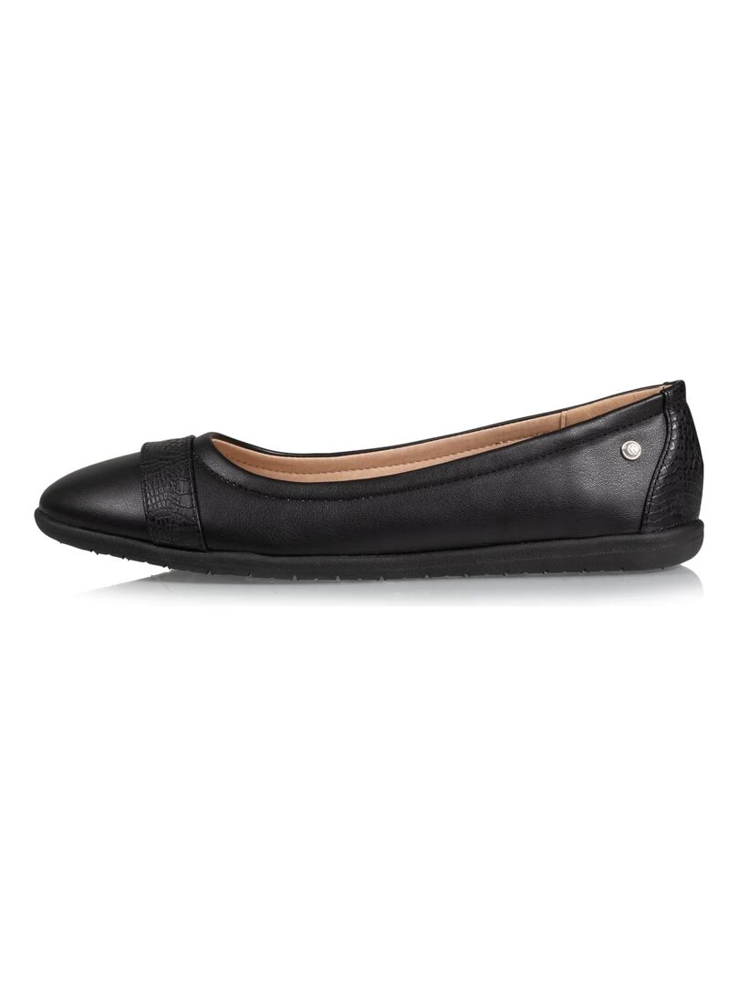 Ballerines Femme empiècement croco Noir   Noir