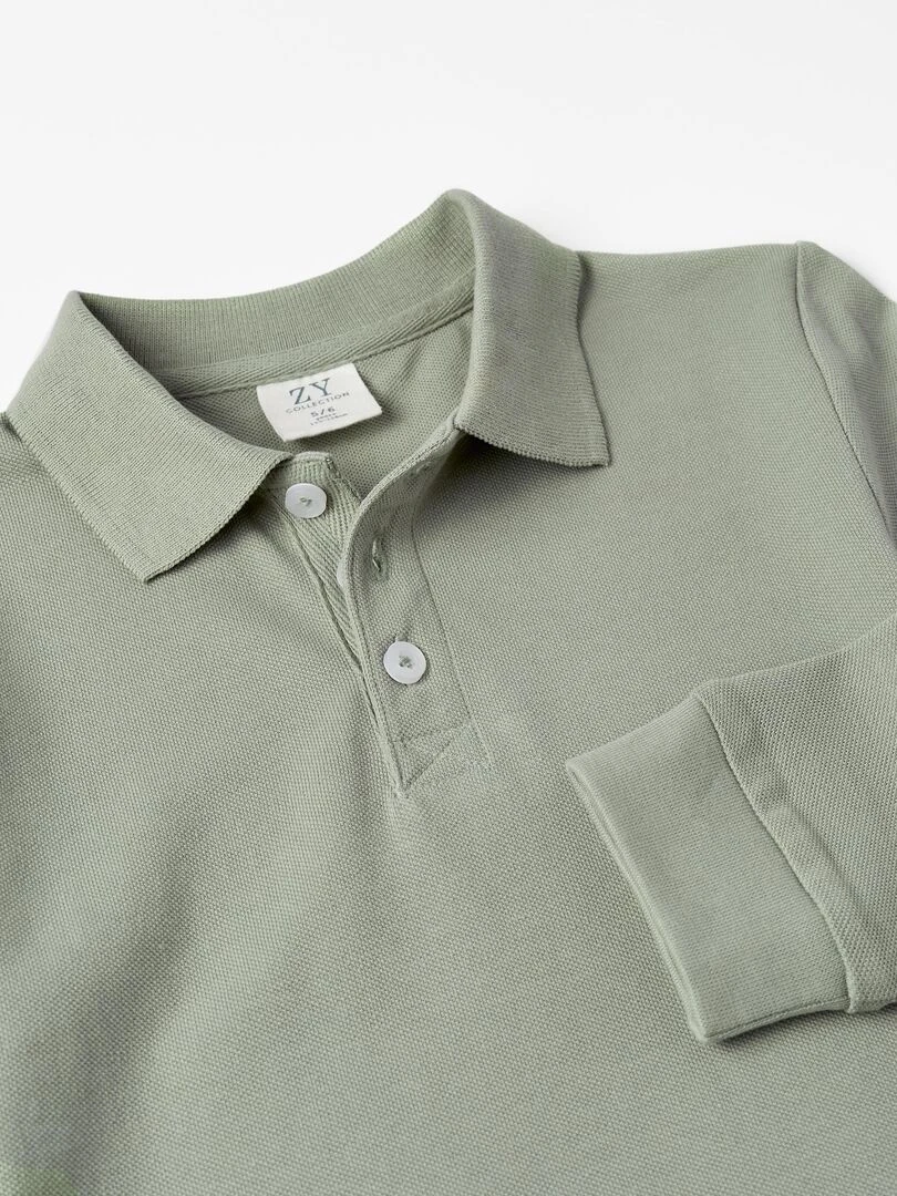 Polo à Manches Longues en Piqué pour Garçon manches longues FLYING BIRDS   Vert clair