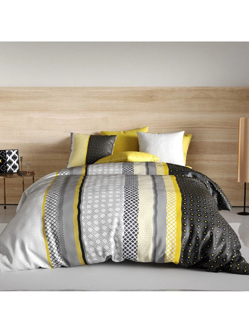 Housse de couette 140x200 Lumi + 2 taies 100% coton 57 fils Blanc
