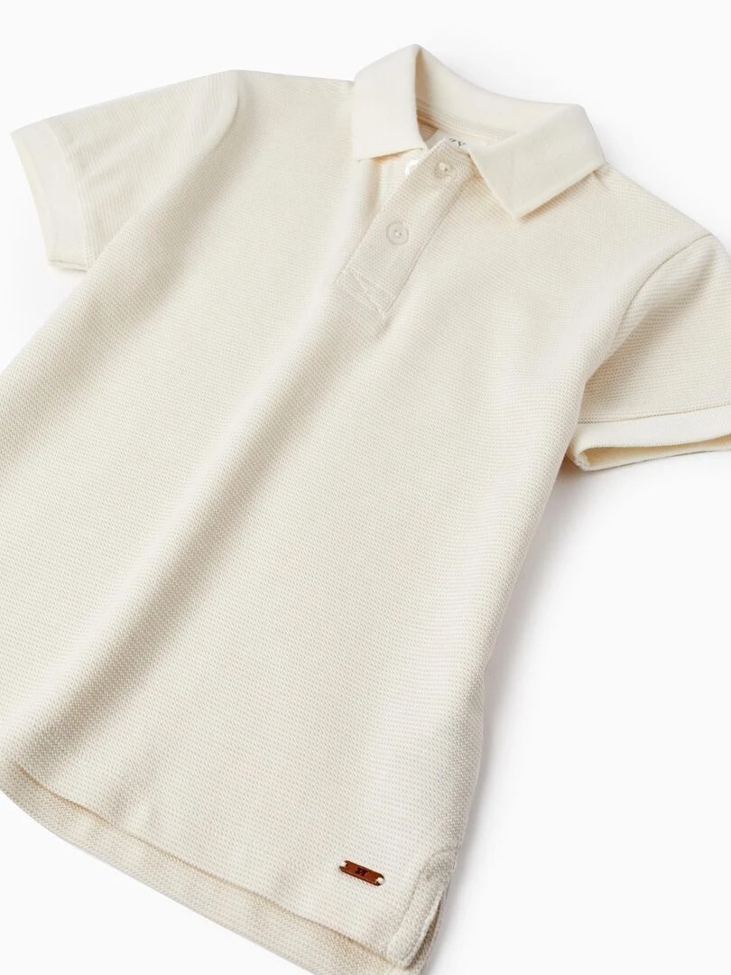 Polo en Piqué de Coton pour Garçon manches courtes   Beige clair
