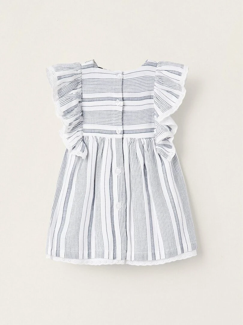 Robe à Rayures avec Volants pour Nouveau Né 'B&S' manches courtes BROTHERS&SISTERS Beige clair