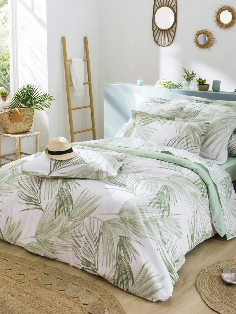 Ensemble drap plat et 2 taies À l'Ombre Vert   Vert