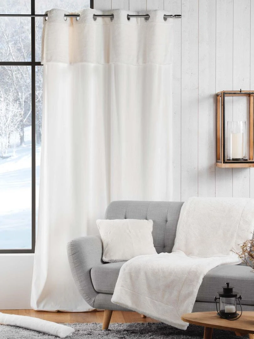 Rideau à œillets imitation fourrure   Beige