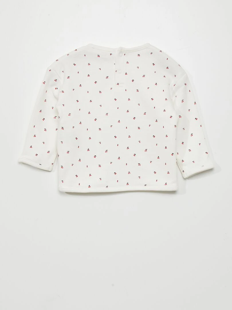 Sweat en molleton imprimé Blanc/cerise