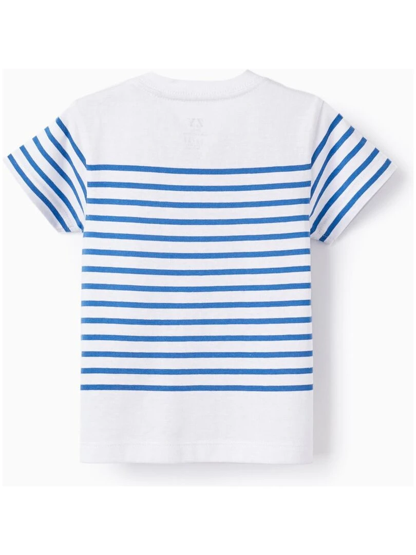 T shirt en Coton à Rayures pour Bébé Garçon manches courtes Bleu