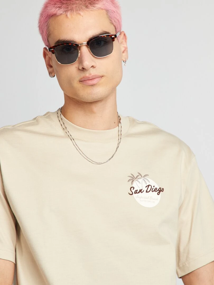 T shirt à broderie   Beige