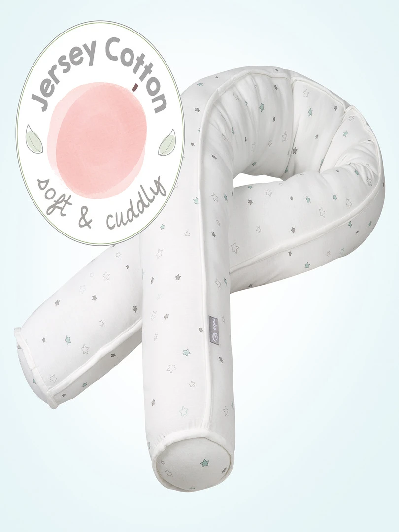 ROBA Serpent de lit bébé "Sternenzauber"   170 cm   Convient comme coussin d'allaitement   Blanc
