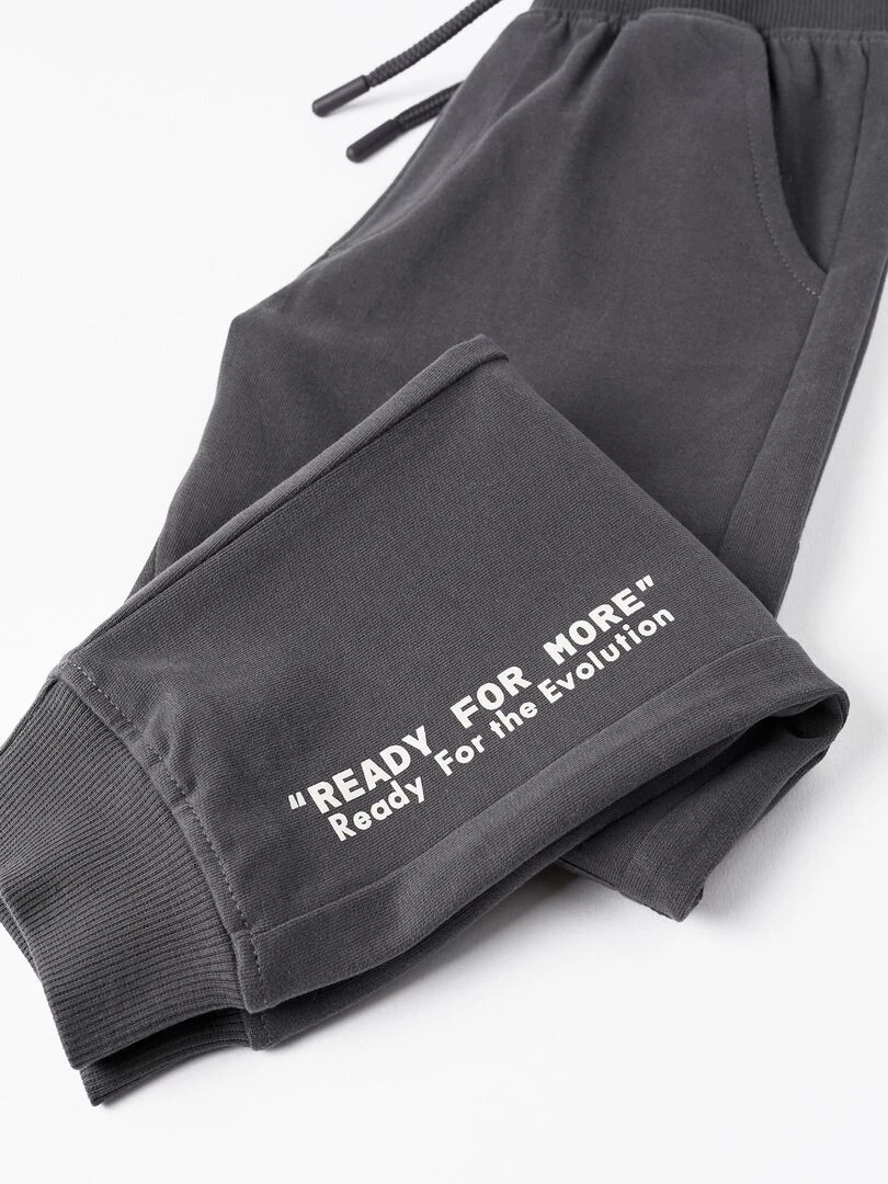 Pantalon de Survêtement en Coton pour Garçon 'Ready for More'   GREAT GOALS GREAT WORLD   Gris foncé
