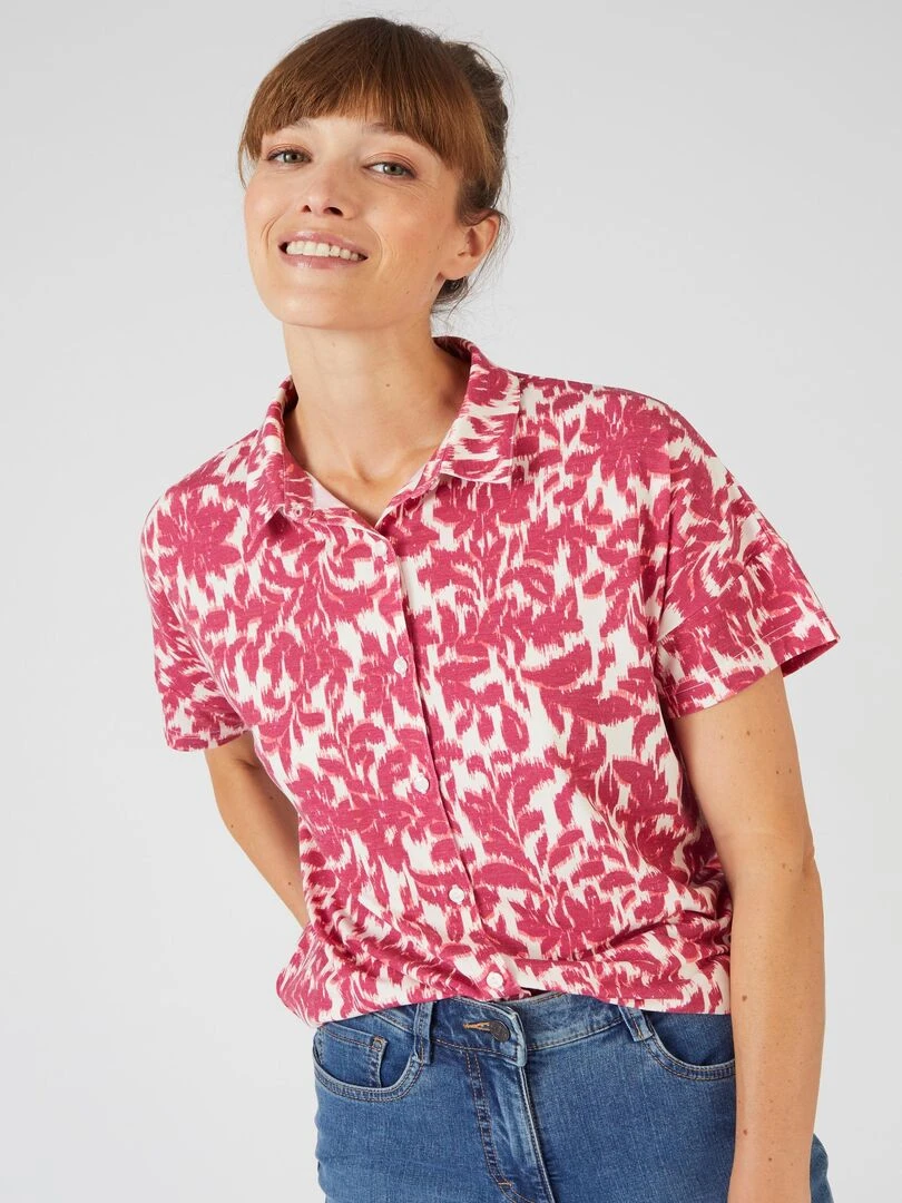 Tee shirt col chemise Climatyl Damart Rouge