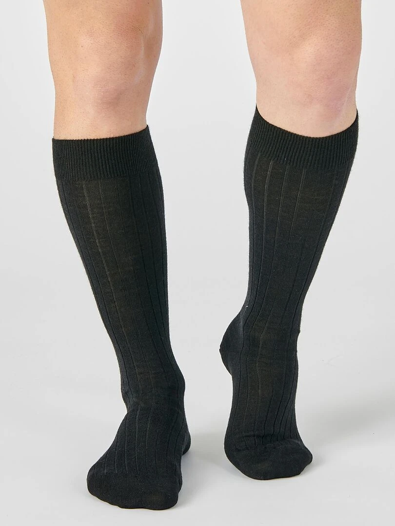 Lot de 2 paires de mi bas mélange laine Mérinos Damart Noir