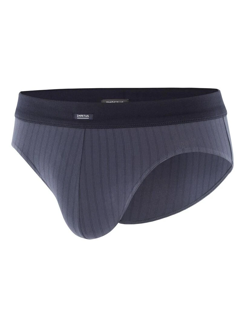 Slip à rayures en coton stretch Essentials   Gris