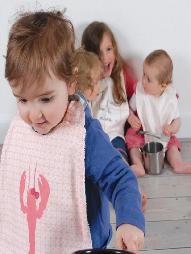 Bavoir Élastiqué Homard Coquette Rose
