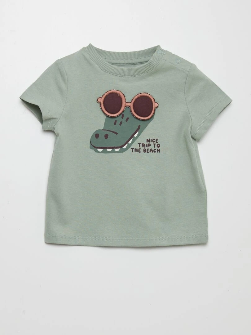T shirt avec animation en relief Vert